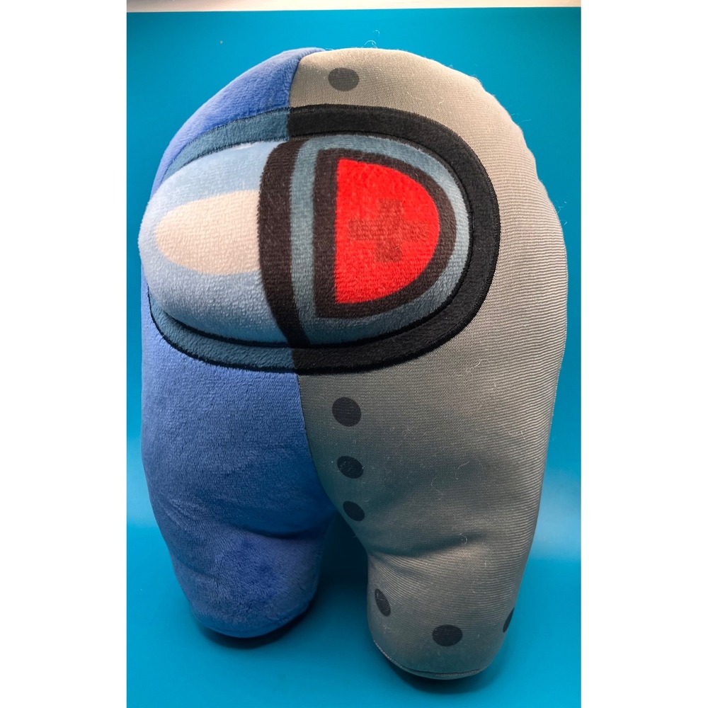 Among Us Plush Toy Medium Blue Grey Split Robot Cyborg Sound Box